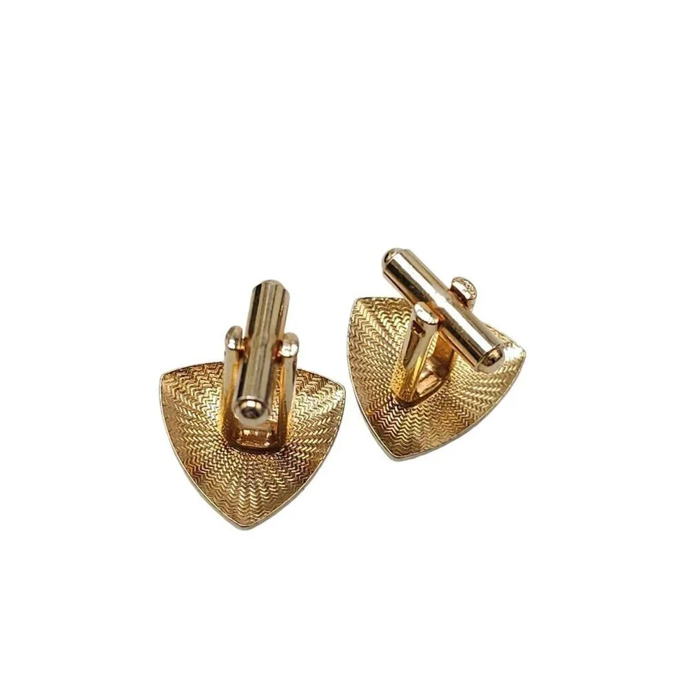 Vintage Gold Tone Floral Embossed Mid Century Cufflinks